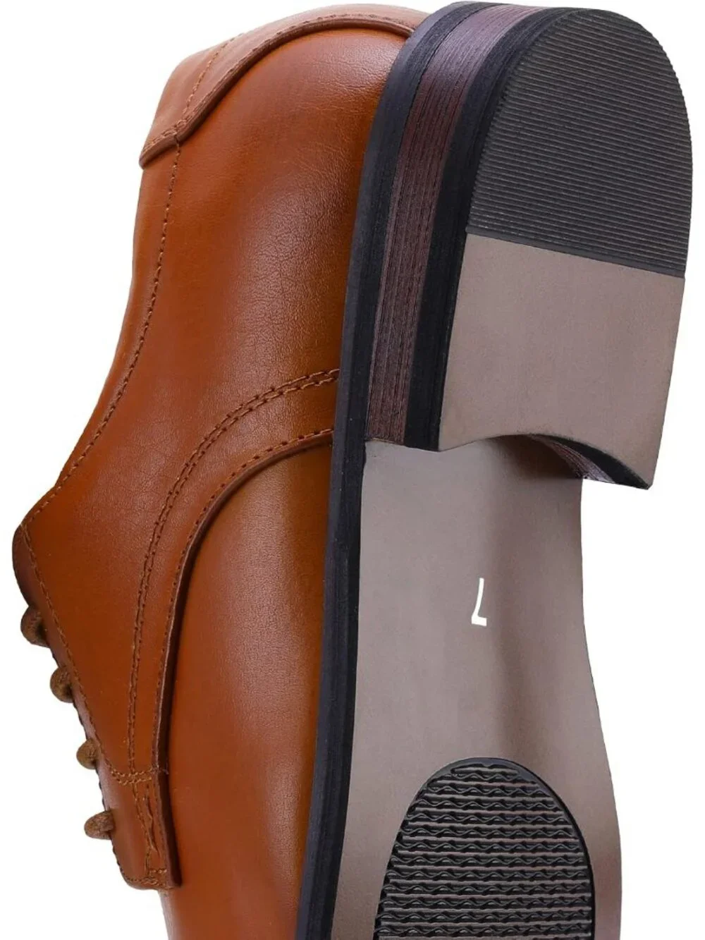Men Yellow Brown Leather Wingtip Cap Toe Durable Sole Derby Oxford Dress Shoes